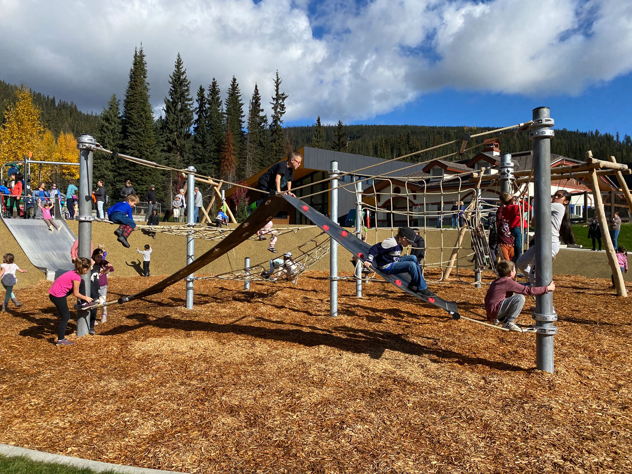 Sun-Peaks-Community-Playground,-Sun-Peaks,-BC-(53) Kids in playground - Sun Peaks Resort