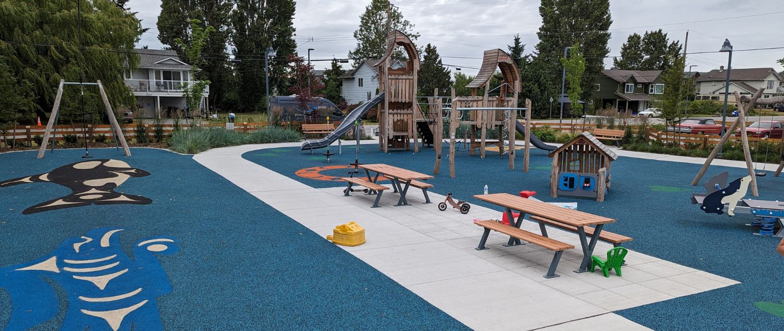 1 Seating options in playground built by Parkworks