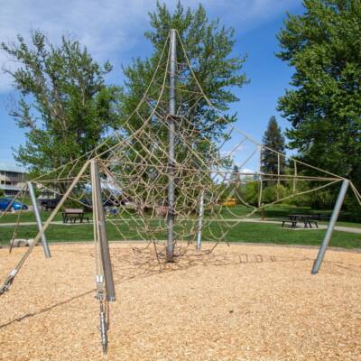3 KOMPAN rope play structure installed at Mission Creek playground in Kelowna