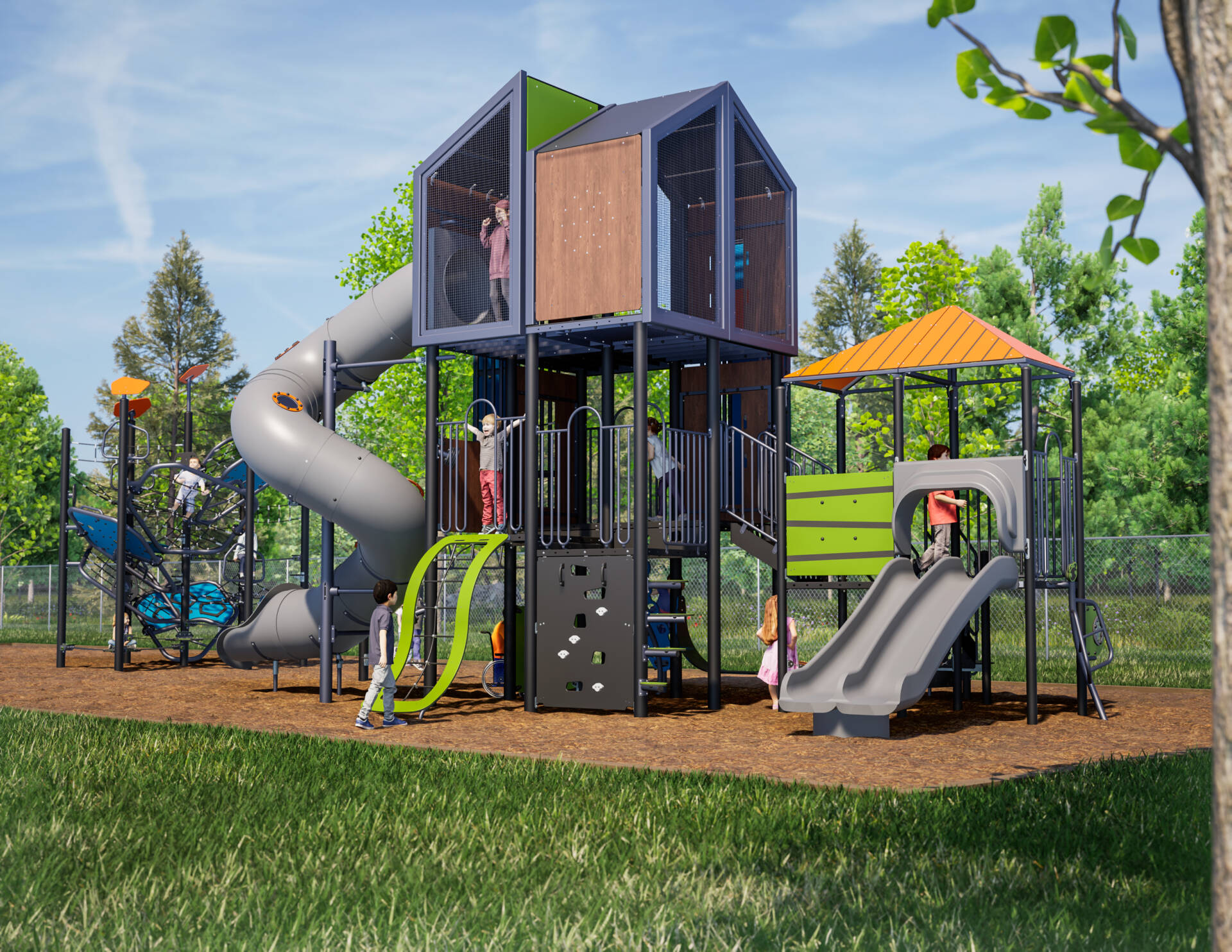 Ecole des Quatre-Vents Peace River, AB R3_03 3D Rendering of Ecole Des Quatre-Vents playground