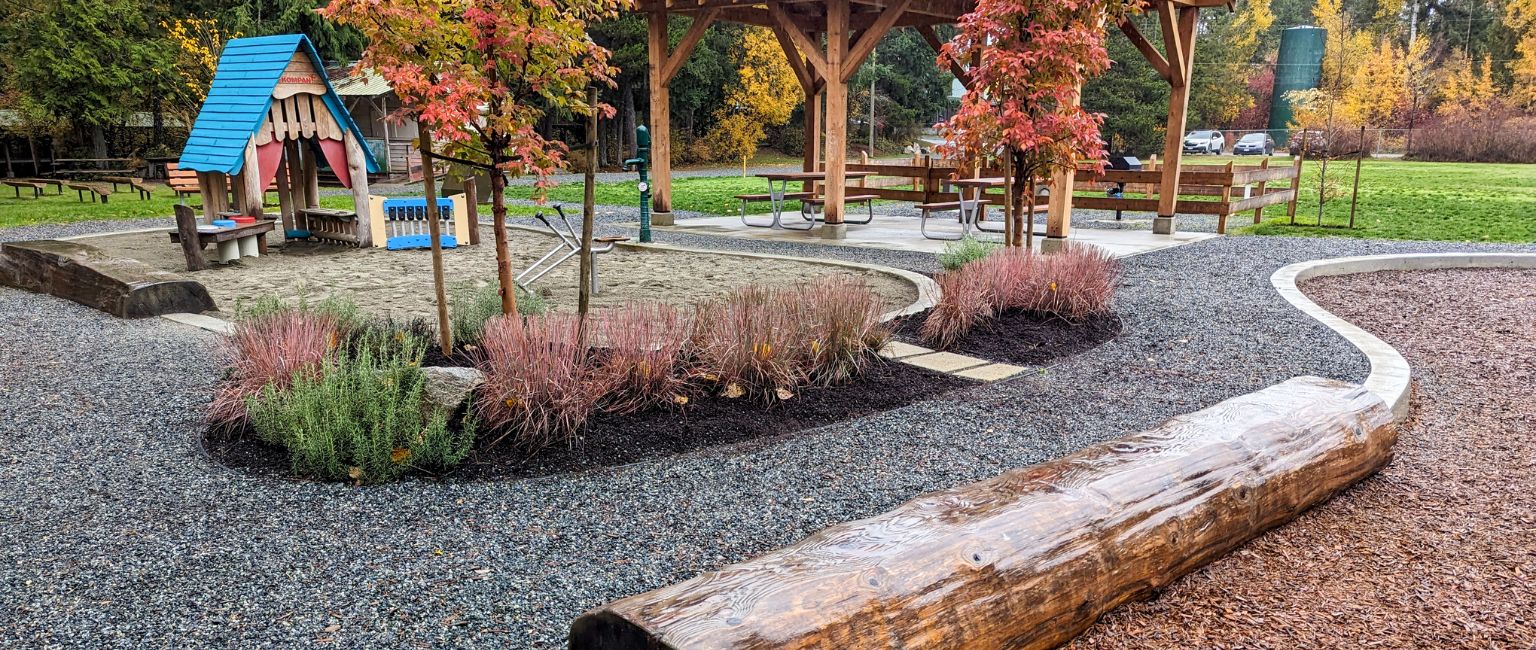 Natural landscape elements built into park and playground space