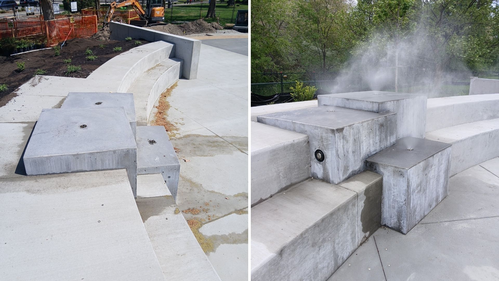 Skaha Lake Misting Misting blocks at Skaha Lake Splash Pad in Penticton, BC