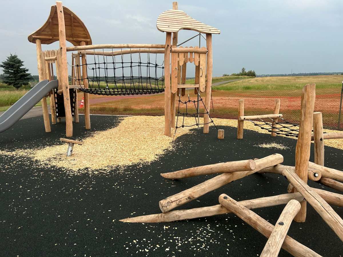 Nature-inspired playground at Bellerose Park in Sturgeon County, AB