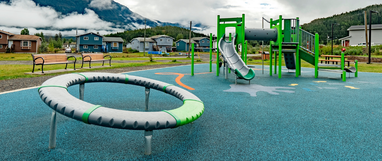 KOMPAN playground installed in a First Nations community by Parkworks
