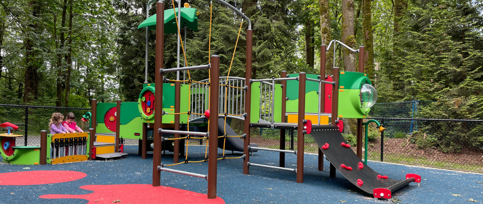 Playground located in wooded area within the Lower Mainland