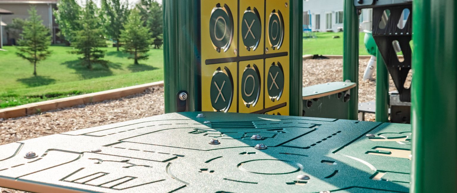 Sensory features built into a Jambette playground structure