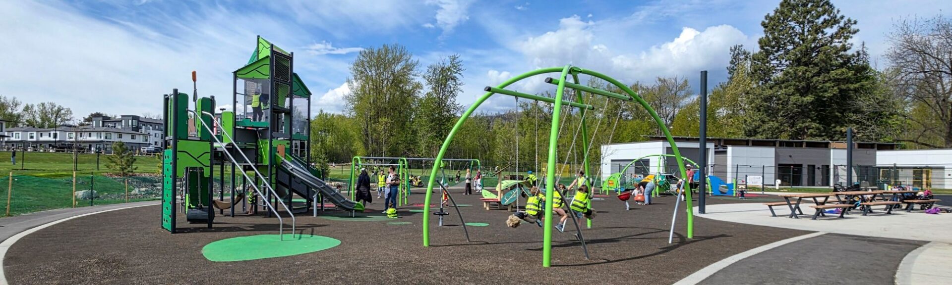 School kids playing on the Swalwell park playground