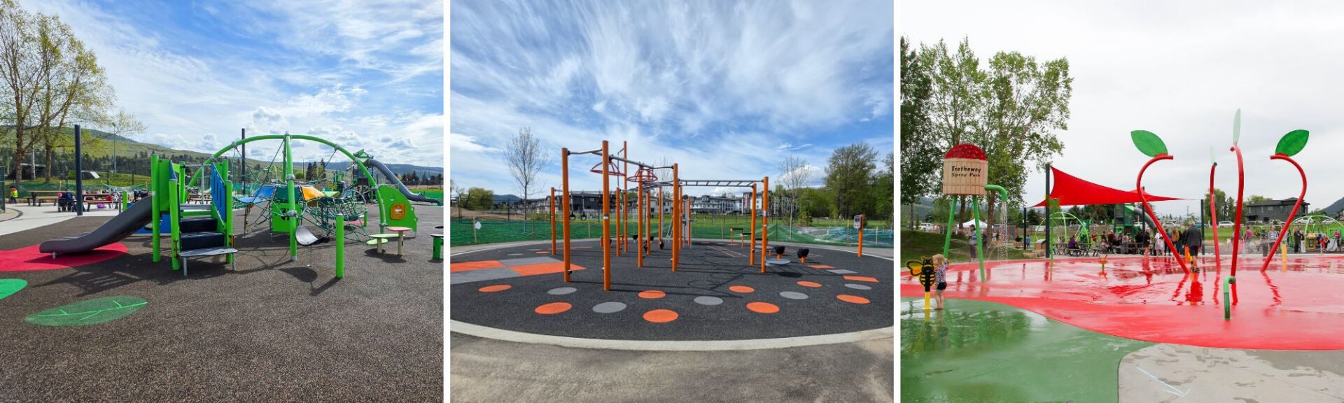 Brand new playground, outdoor fitness, and revitalized splash pad at Swalwell Park in Lake Country, BC