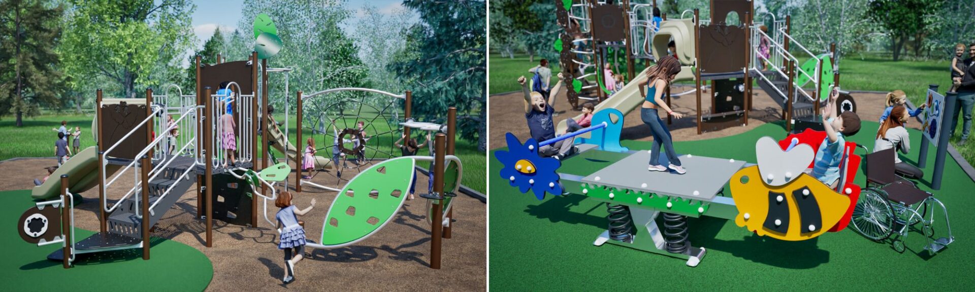 3D renderings of the playground that was installed at Edith McDermott Elementary School