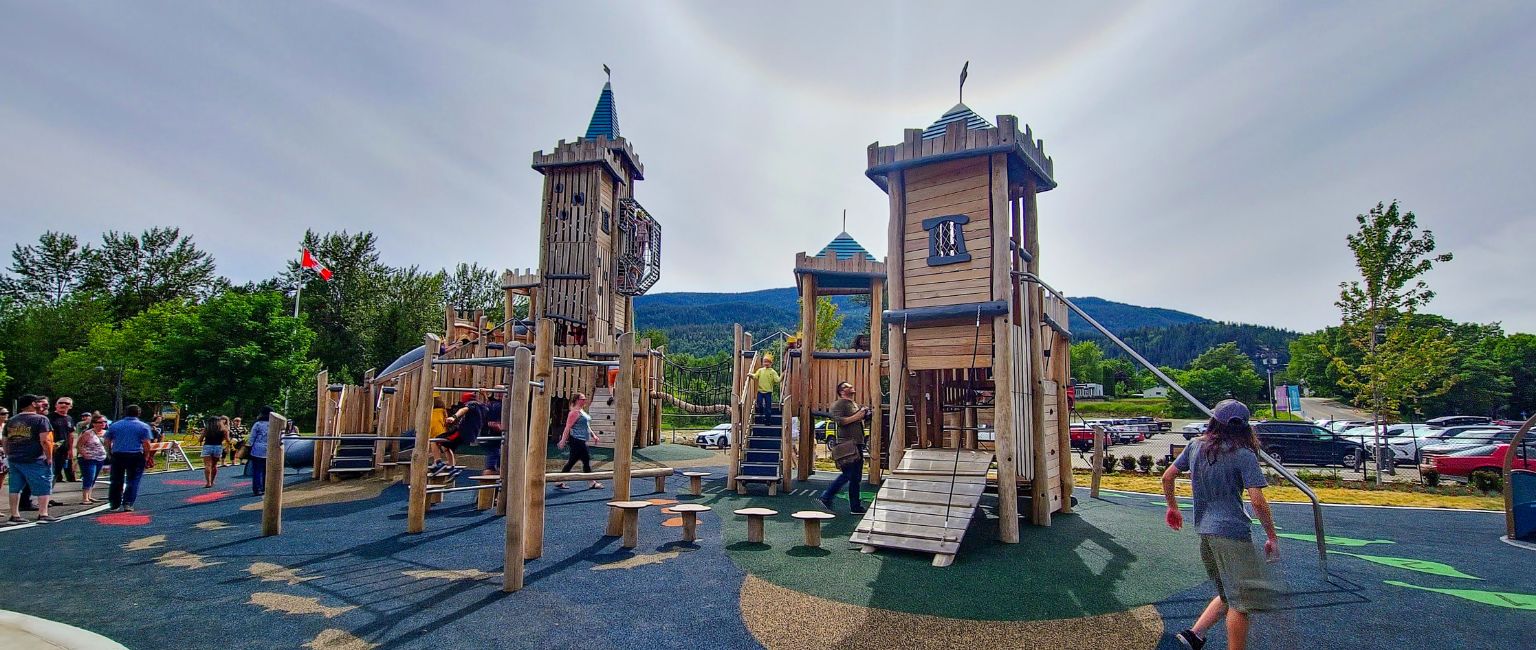 Castle themed playground located in Millennium Park in Castlegar, BC